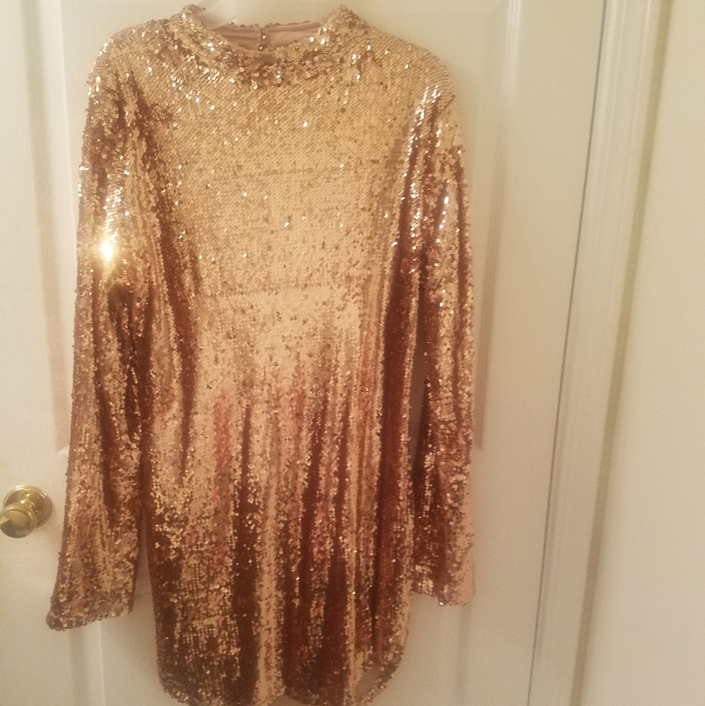 Rose gold sequin mini dress